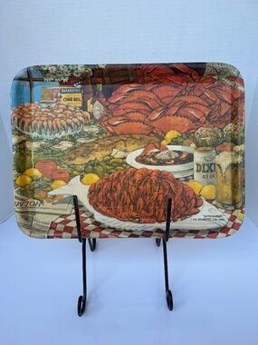 Vintage 1983 D.H. Holmes Bayou Banquet Bamboo Tray Crawfish Crab Boil Louisiana